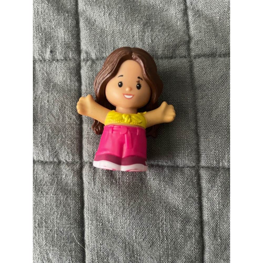 Fisher Price Little People Girl Brown Hair Yellow Top Pink Pants Figure Toy